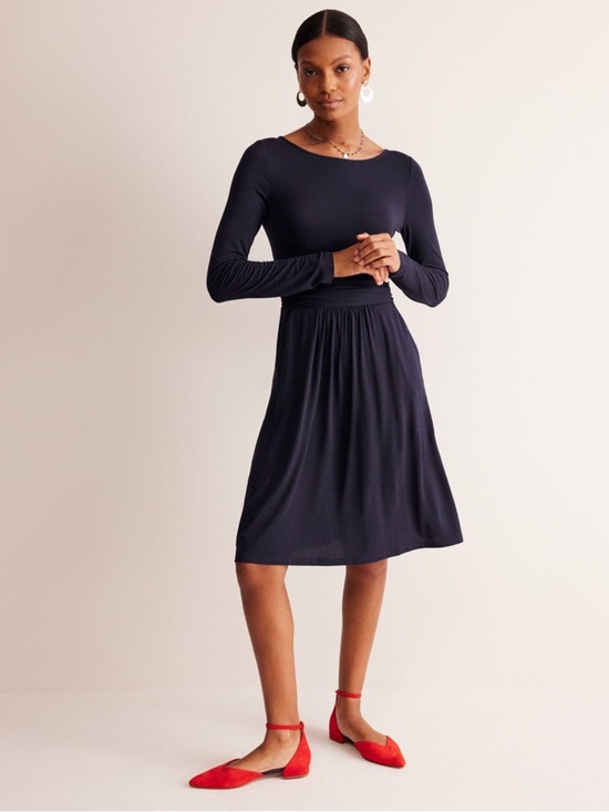 Boden Dresses & Skirts - Boden Women’s Black Long Sleeve Dress Sz 10 Ruched Waist Pockets Stretch